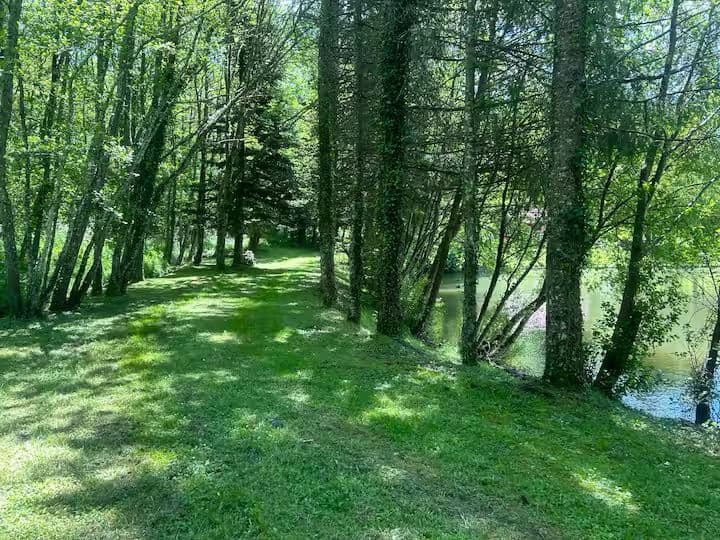 Chalet familial avec étang privé et grand jardin en Auvergne 