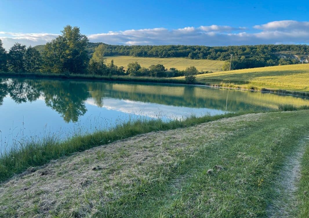 Étang d’un hectare pour camper et pêcher en No-kill dans la campagne pennoise 