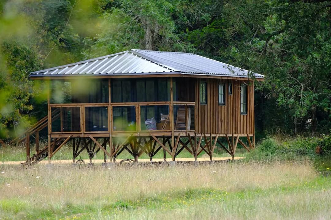 Chalet 4/6 personnes sur pilotis avec étang de 3 ha 
