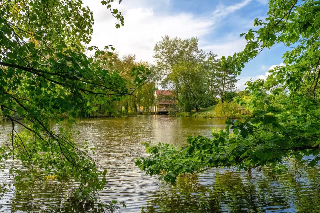 Une maison suspendue sur l’eau de son étang privé 