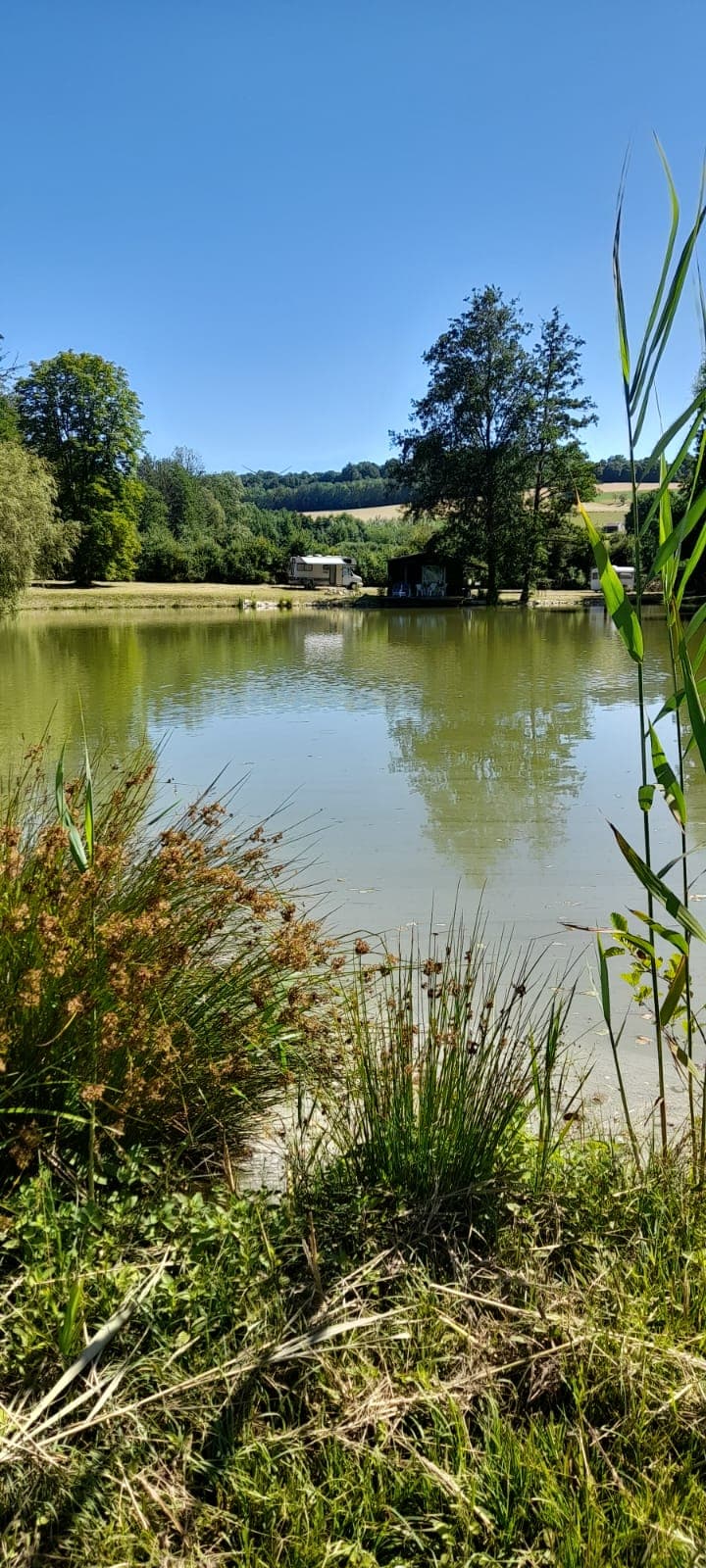 Location étang proche de Vesoul avec ponton flottant et cabane d'été