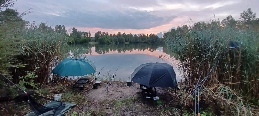 Etang clos de 3ha avec lodge, douches, WC et grandes tables champêtres pour 6 personnes 