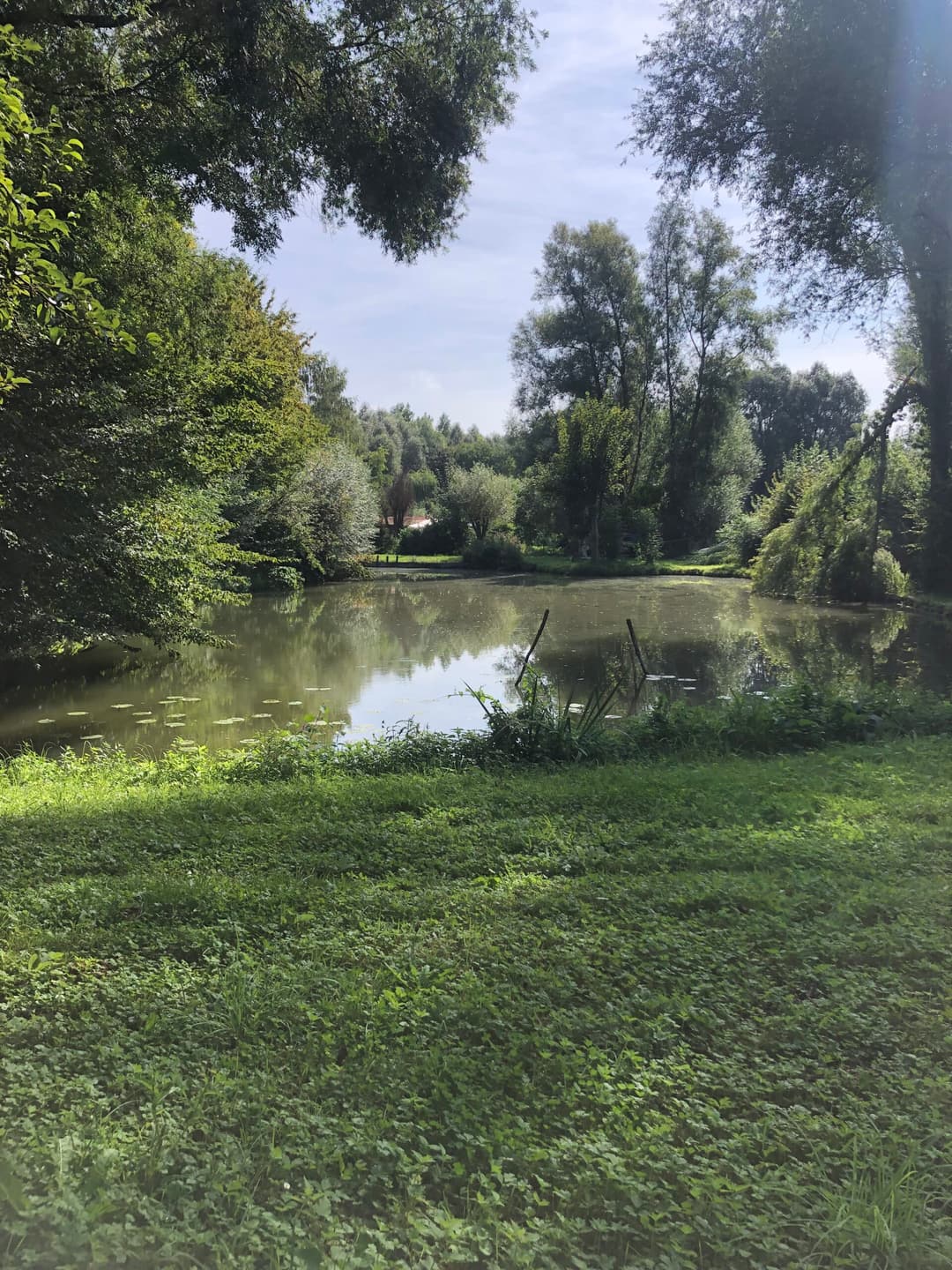 Deux étangs avec un coup de pêche au bord d’une rivière en pleine nature 
