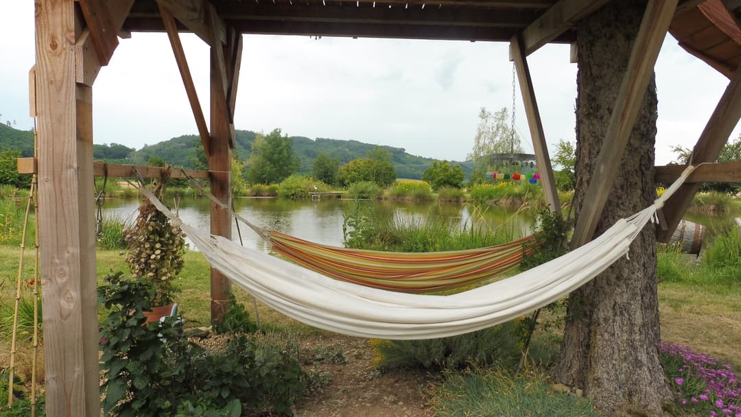 Location d'un étang avec sa cabane en bois à 1h de Lyon
