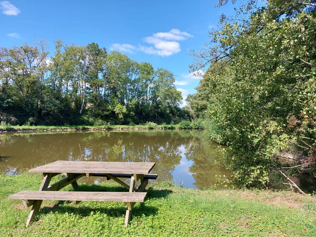 Etang au cœur de la campagne Mayennaise, parfait pour une journée ou un weekend pêche et barbecue
