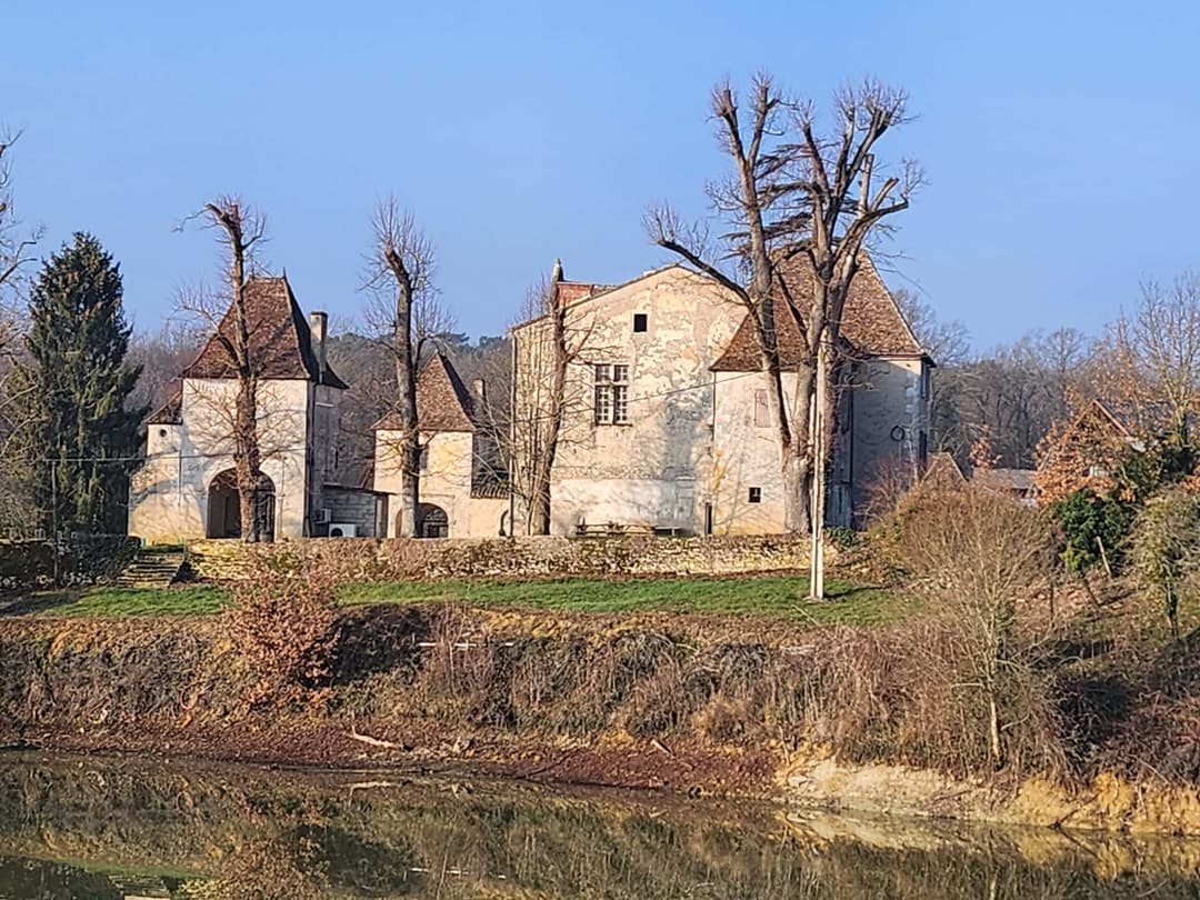 2 étangs au bord d’un château Bordelais et ses vignes 
