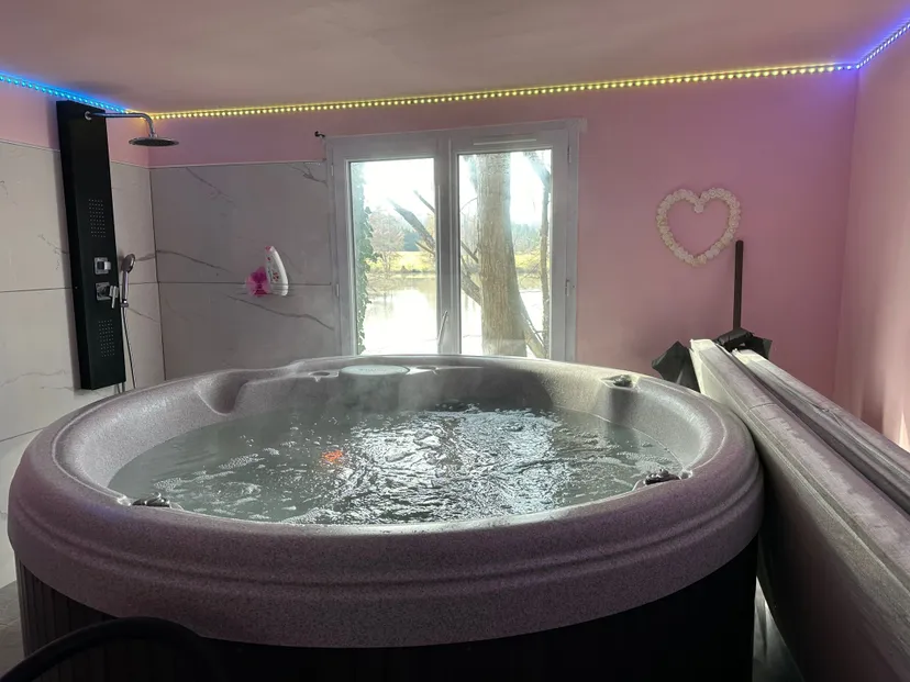Bungalow 2 tout confort avec étang privé de 3 ha et accès jacuzzi
