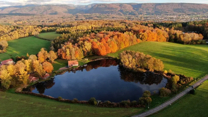 Vosges du Sud – 6 personnes – Chalet F en bois, PMR avec terrasse sur étang privé