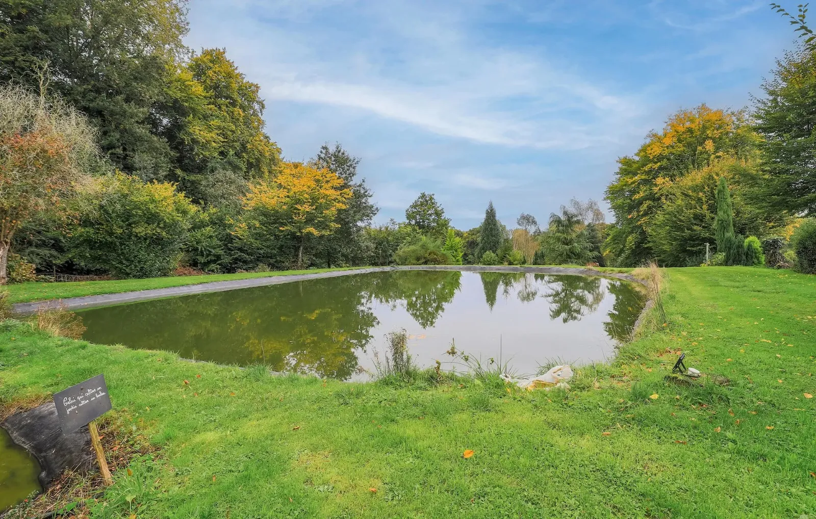 Chalet avec sa terrasse devant deux étangs