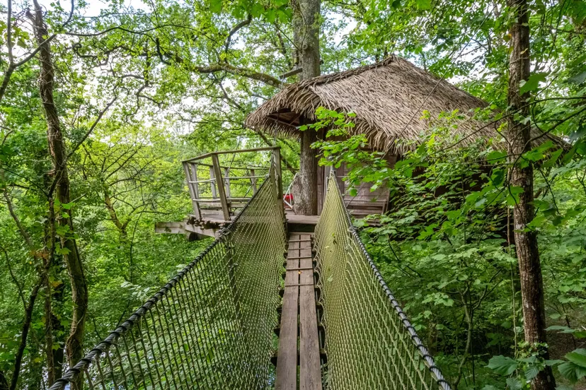 Cabane insolite avec spa et vue sur l’étang de pêche en Mayenne pour 2 personnes