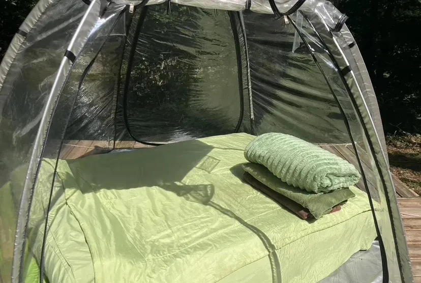Transparent bubble with 2.47 ac private pond in Broceliande forest