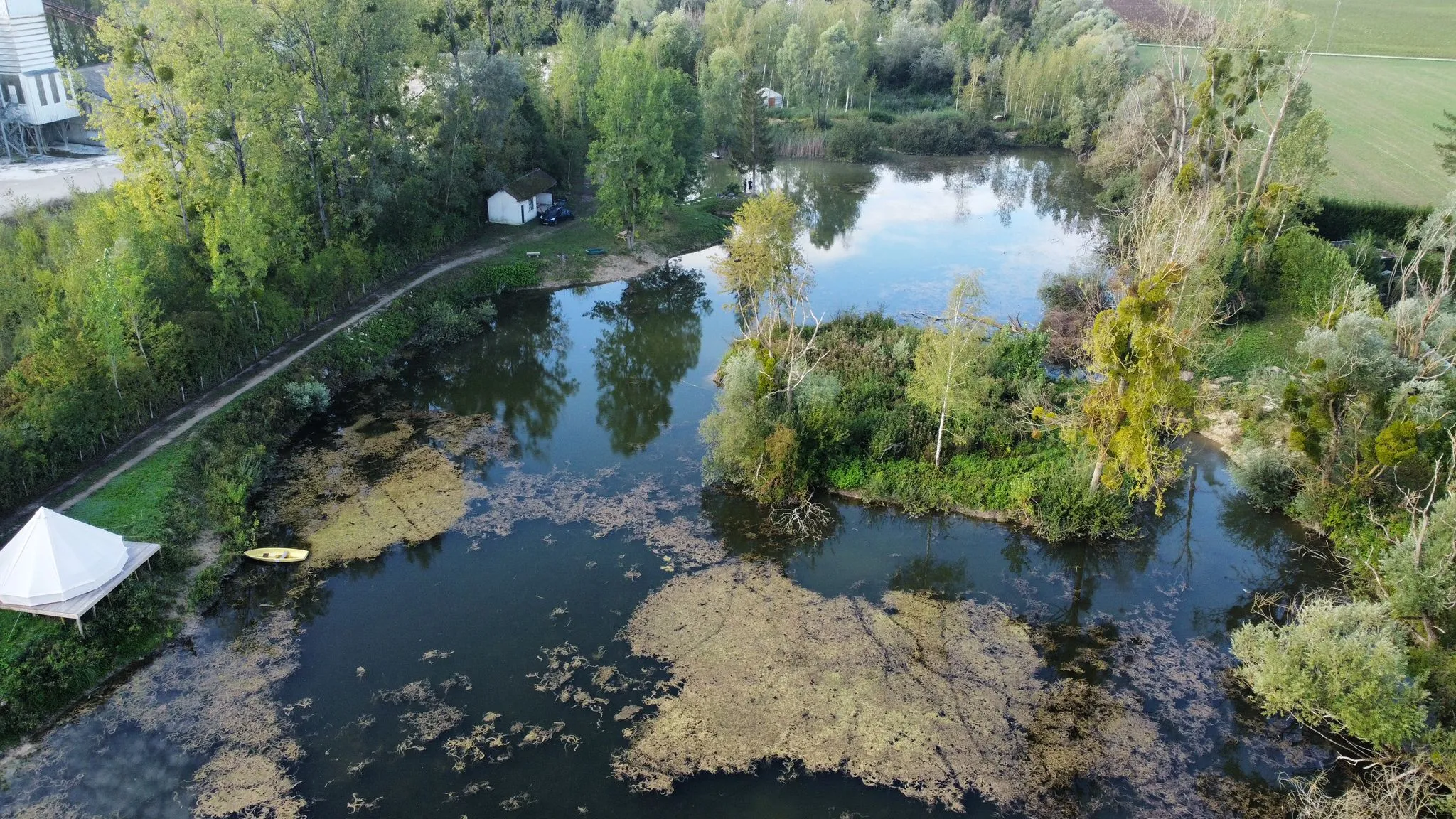 Étang avec yourte aménagée et forte population de poissons !