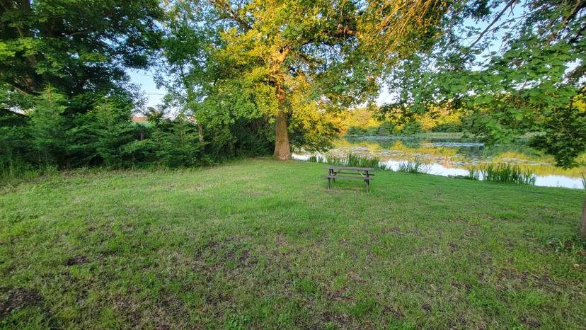 Pêcher et camper au bord d'un étang privé de 9ha avec location de barque ou canoë