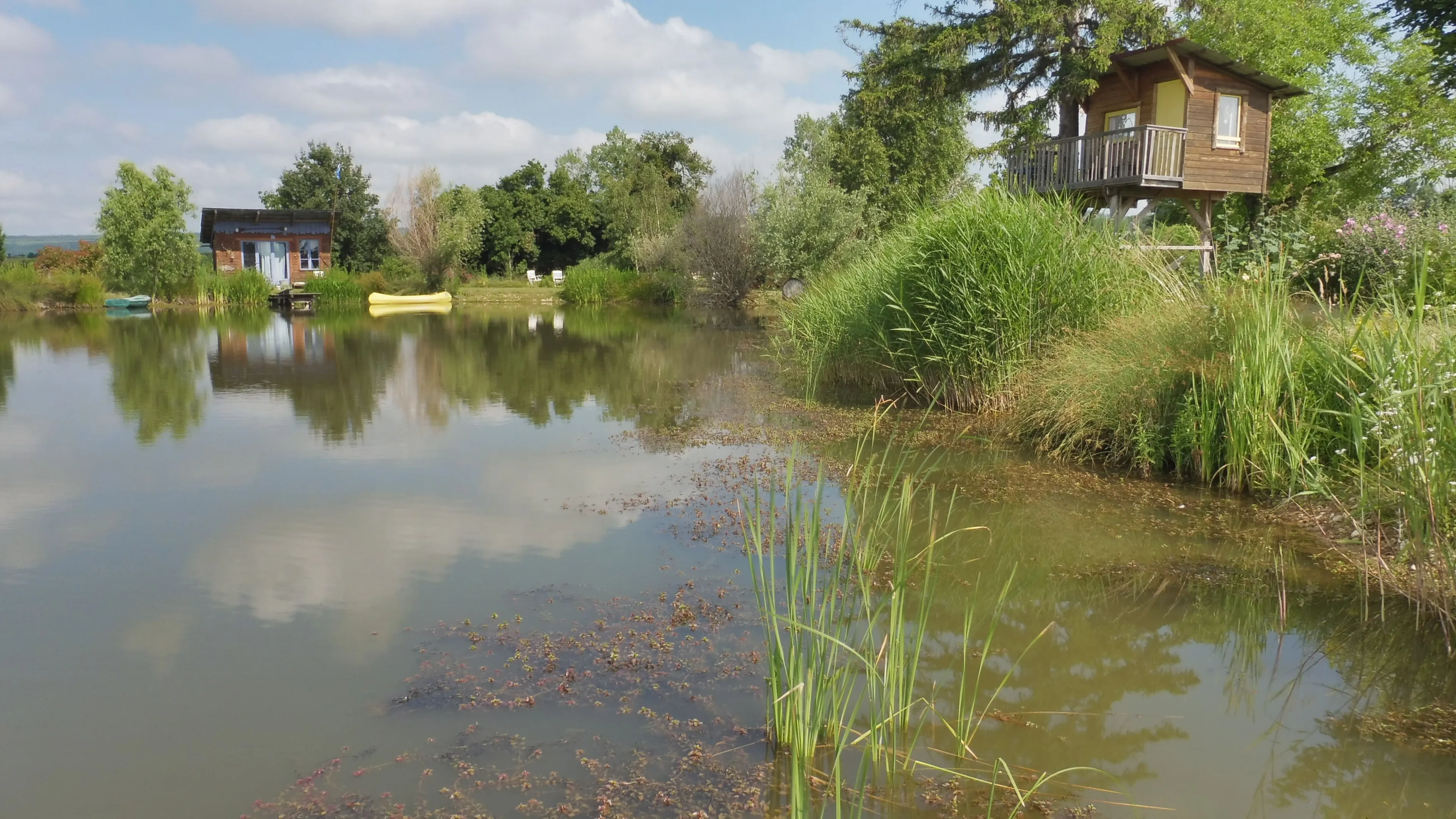 Location d'un étang avec sa cabane en bois à 1h de Lyon