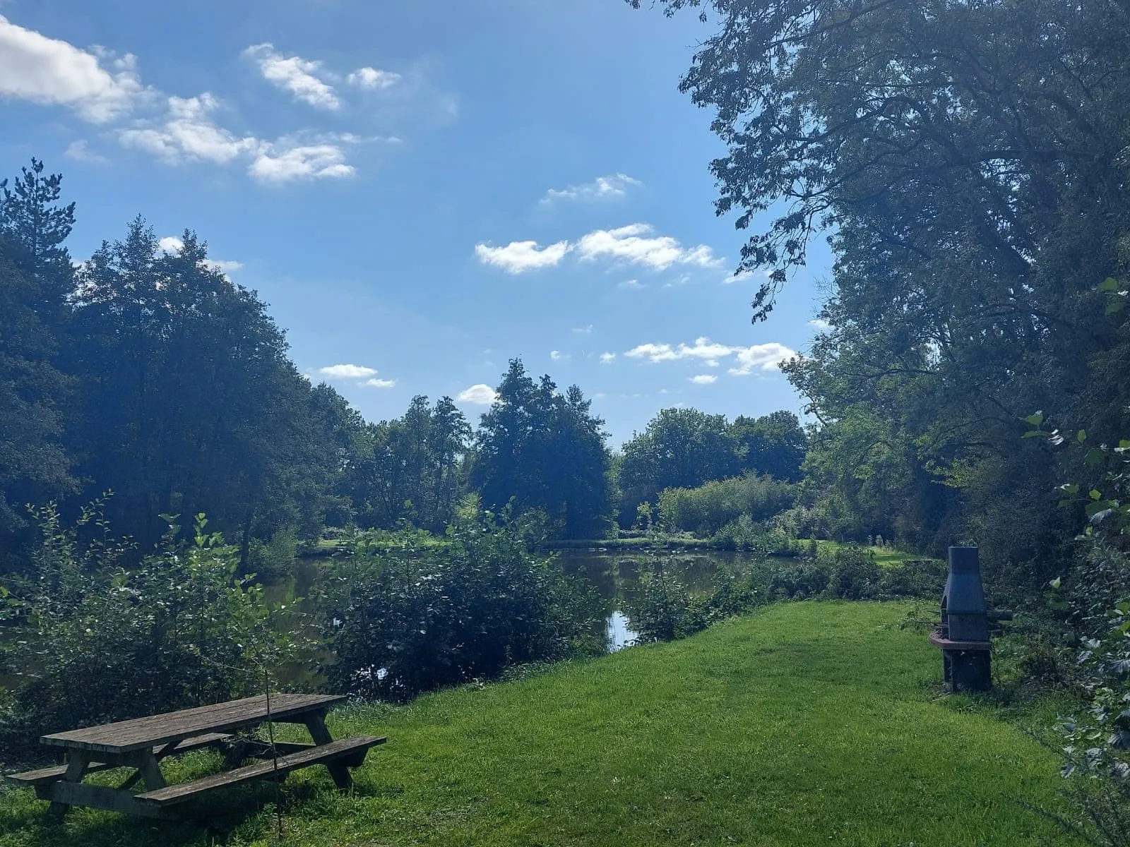 Etang au cœur de la campagne Mayennaise, parfait une journée pêche et barbecue