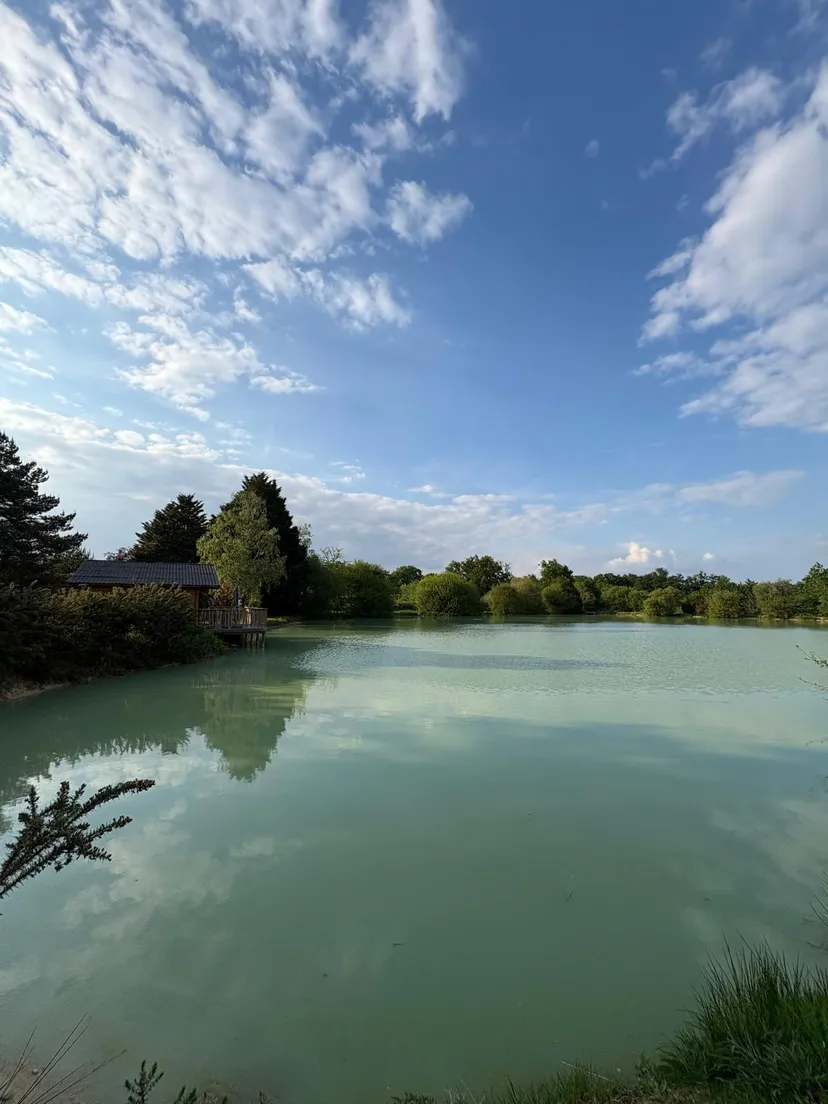 Rent a private pond with chalet and a terrace suspended on the water