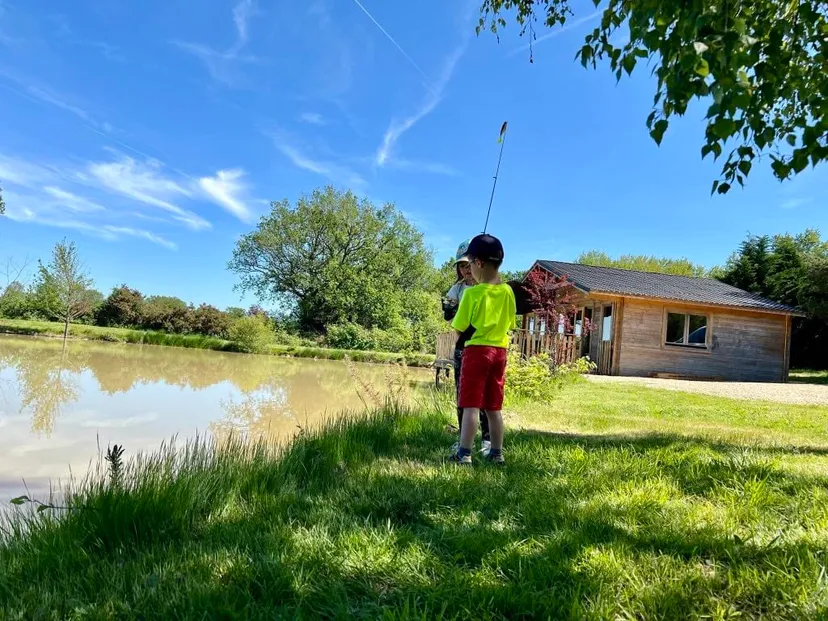 Rent a private pond with chalet and a terrace suspended on the water