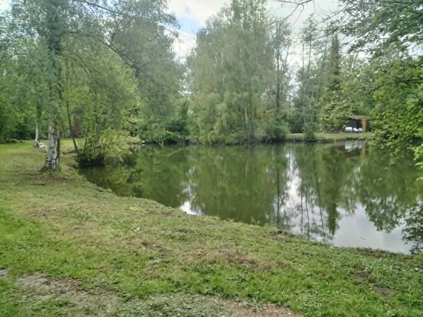 Rustic chalet at the edge of a 1.98 ac somme pond