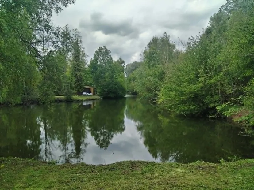 Rustic chalet at the edge of a 1.98 ac somme pond