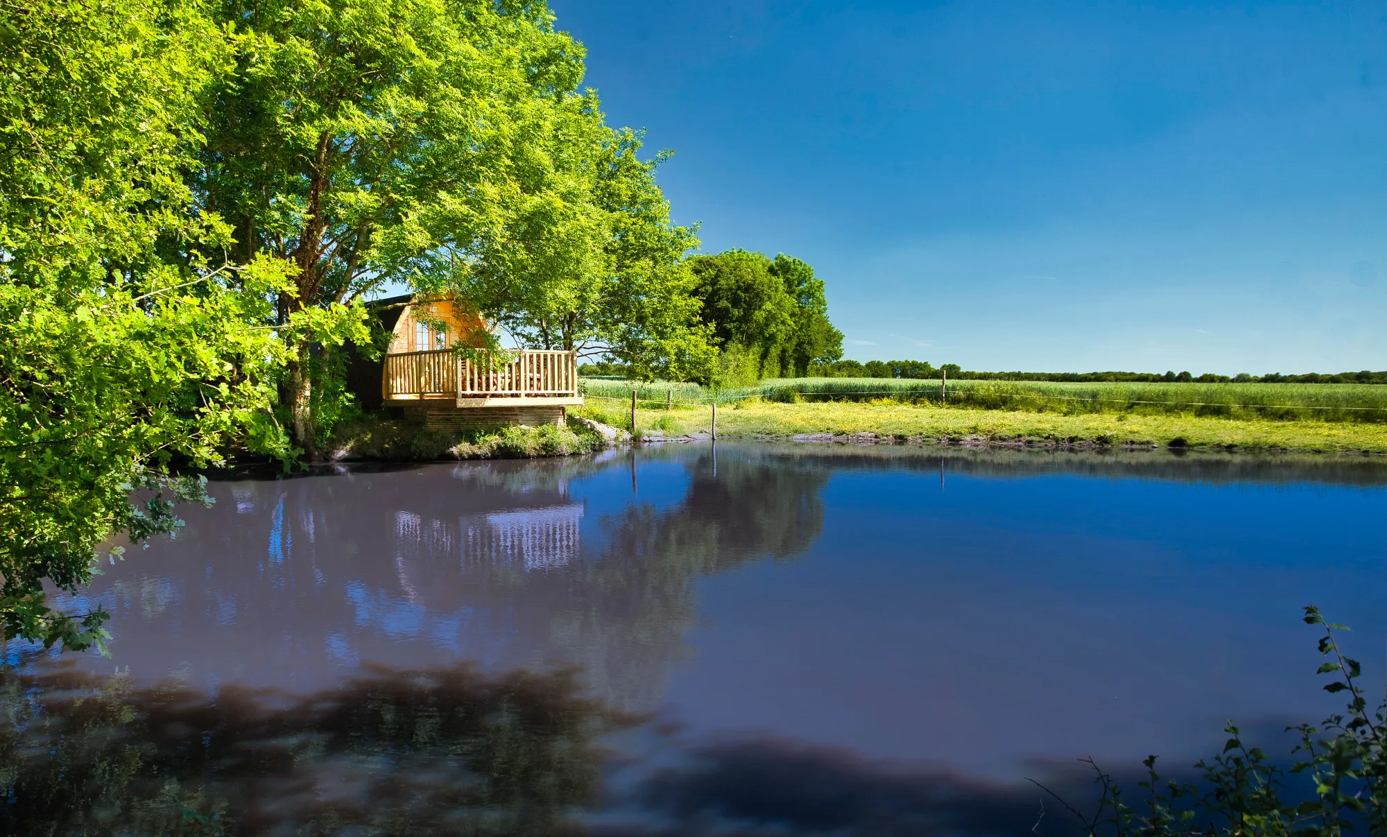 Cabane au bord d'un petit étang : Nuitée insolite et apaisante