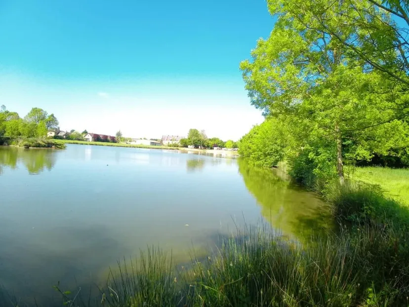 Mobil-home pour 4 personnes avec accès à un étang privé de 2 hectares.