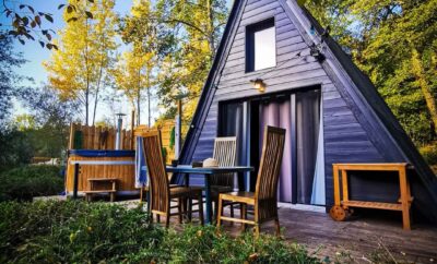 Maison en A au bord d’un étang de pêche