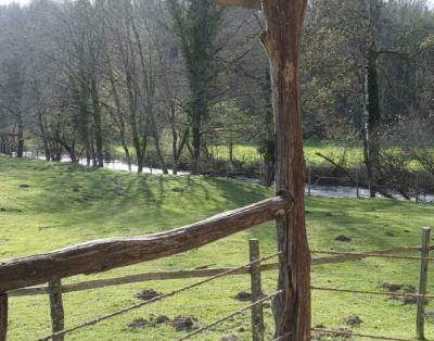 Cabane en bois perchée sur pilotis avec accès privé à la rivière